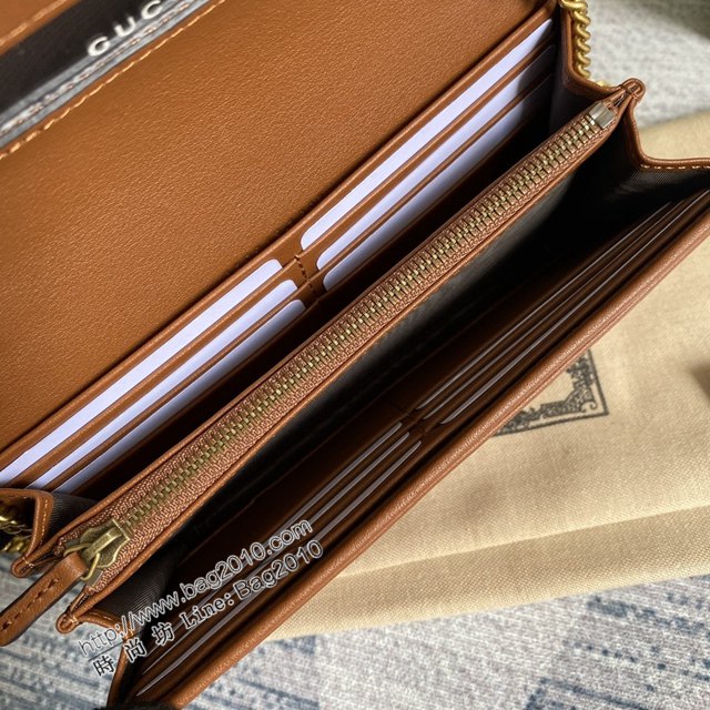 Gucci新款女包 古馳WOC棕色全皮小挎包 竹節鎖扣 Gucci2021新款鏈條錢包 658243  ydg3025